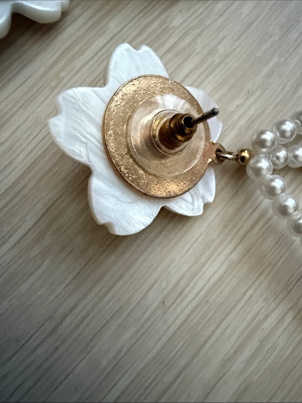 ✨White Floral Pearl Drop Earrings for Women - Picture 5 of 6